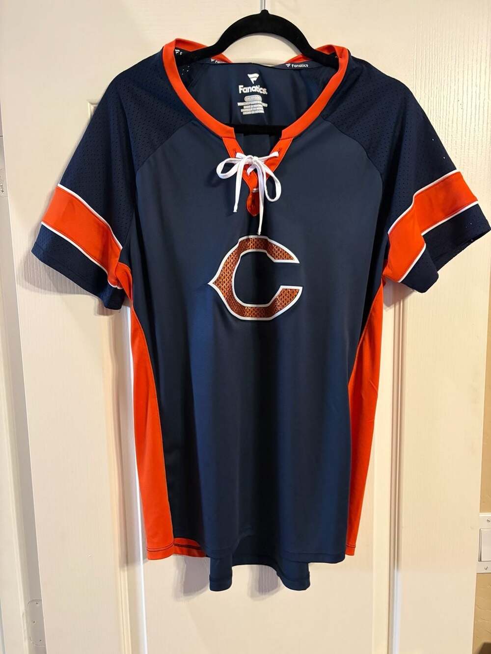 Fanatics Chicago Bears NFL Jersey Size 2XL Blue Orange Lace Up V-Neck